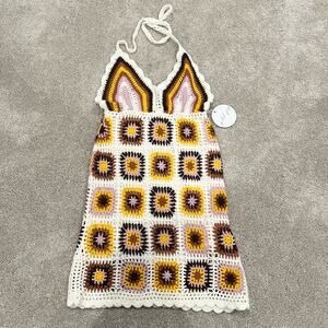 NWT‎ Petal and Pup Women's Jaliyah Crocheted Halter Mini Dress XS
